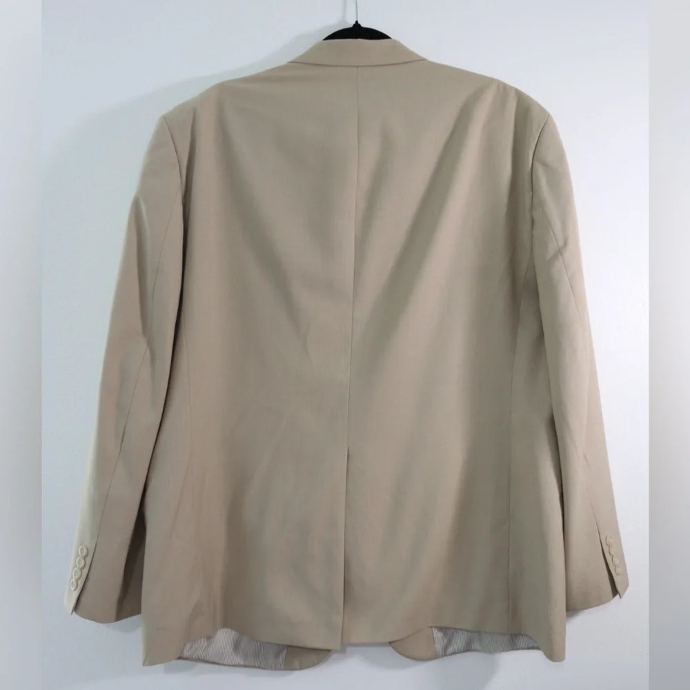 Stafford Men's Beige Polyester Rayon Sport two button Coat Blazer Size 46R